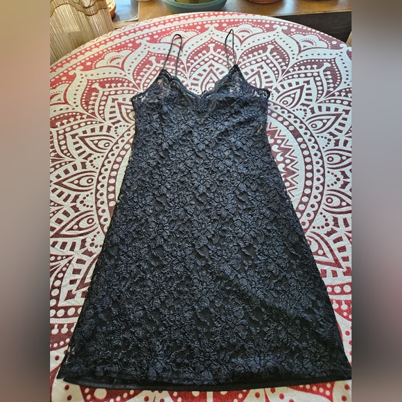 Vintage 1994 Small Black Lace Slip/ Dress - Picture 1 of 10